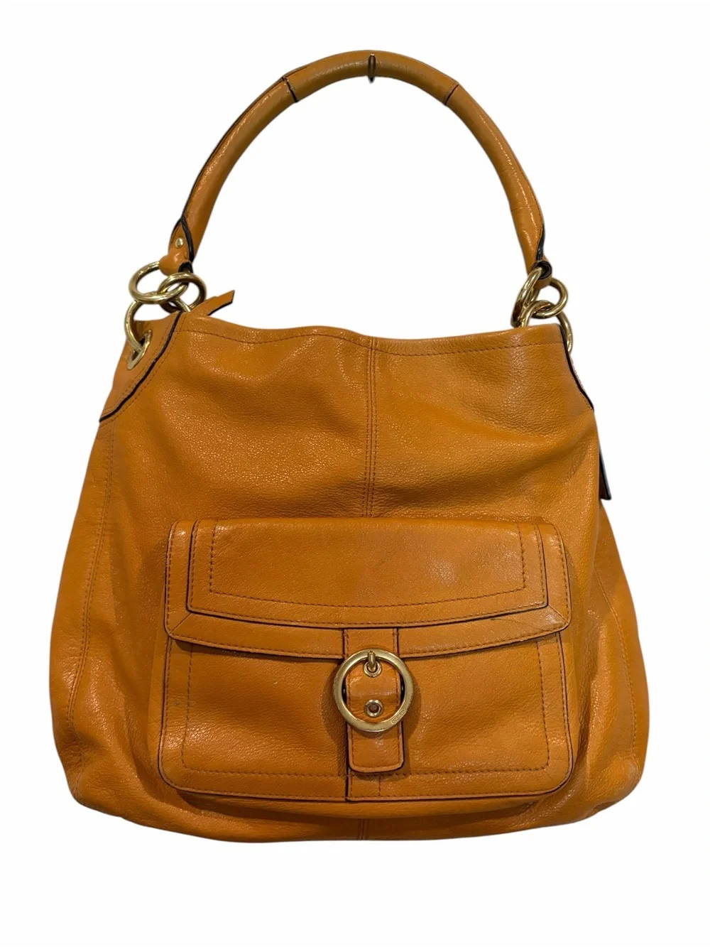 Coach Penelope Buckle Leather Hobo Shoulder Bag in Mustard